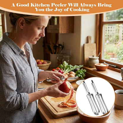 2PCS Potato Peeler, Stainless Steel Carrot Peeler Swivel Blade for Fruit Vegetable, Cucumber, Apples Multi-function Silver Handle
