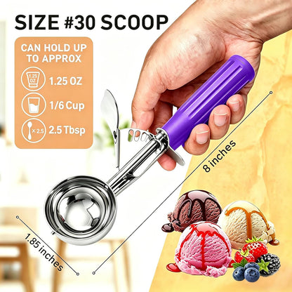 Fayomir 2 oz Scoop, Cookie Scoop for Baking, 2 oz Ice Cream Scoop with Trigger, #16 Disher, Portion Scoop, Blue Handle, Food Scoop for Ice Cream, Muffin, Cupcake Batter, Mashed Potato, Cookie Dough