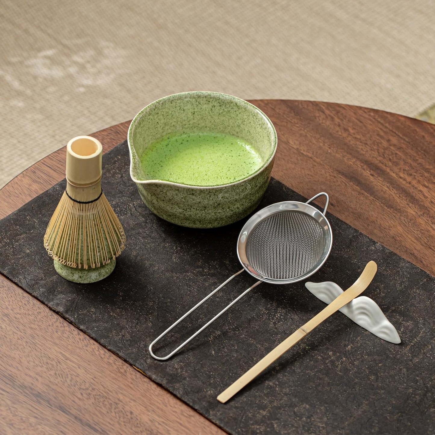 Matcha Set, Matcha Whisk Set Includes Matcha Bowl and Whisk, Whisk Holder, Sifter, Scoop, Spoon Holder, Tea Towel- 7pcs Perfect Matcha Kit for Matcha Tea Ceremony