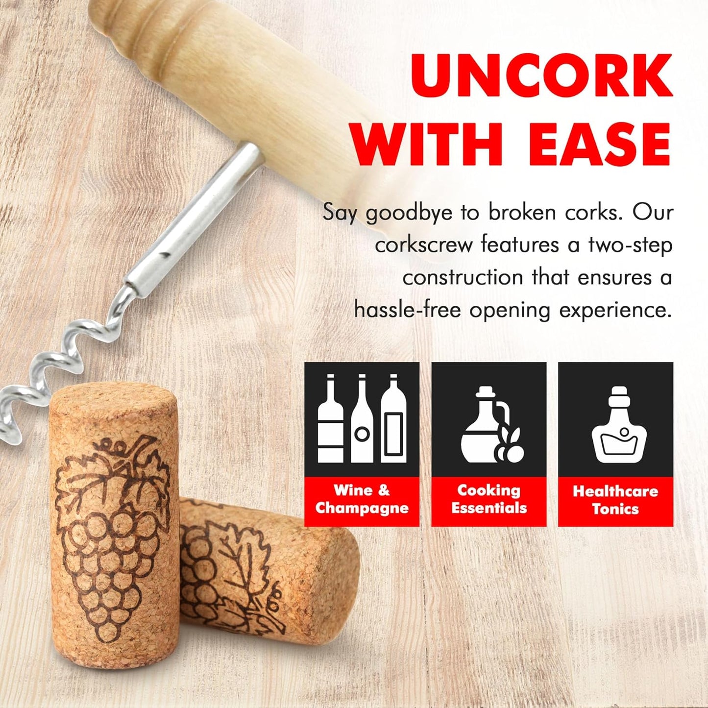 Chef Craft Select Metal Winged Corkscrew, 6.5 inch, Black and Chrome