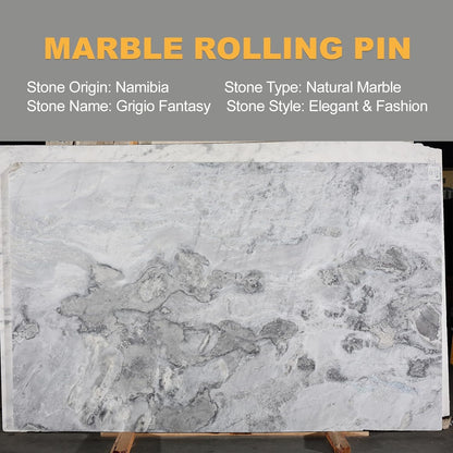 Koville African Natural Marble Rolling Pin, Non-Stick Polished Dough Roller, Pasta, Dumpling, Fondant, Pie Crust, Bread, Pizza Dough, Kitchen Baking Pastry Tools with Mat/Scraper（Namib Fantasy）