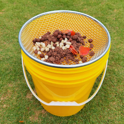 2PCS YUEBM Gardening Sand Soil Compost Sifter Perfect for 5 Gallon Bucket, 1/4 Inch Mesh, 1/8 Inch Mesh
