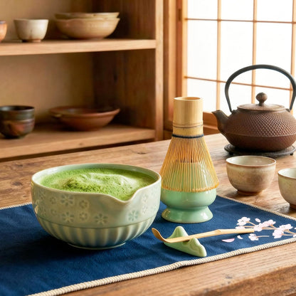 Bamboo Matcha Whisk Set (Chasen) – Traditional Bamboo Whisk for Matcha Tea Ceremony – Handcrafted 100-Prong Chasen for Smooth, Creamy Foam – Authentic Tools & Accessories