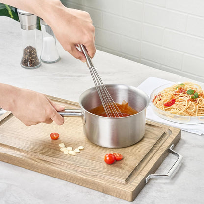 Restaurantware 10.5 in Stainless Steel Ball Whisk - German Standard Egg Beater with Ergonomic Handle, Dishwasher Safe - Manual Mixer Cooking Whisk for Baking, Stirring, Sauces, Beating