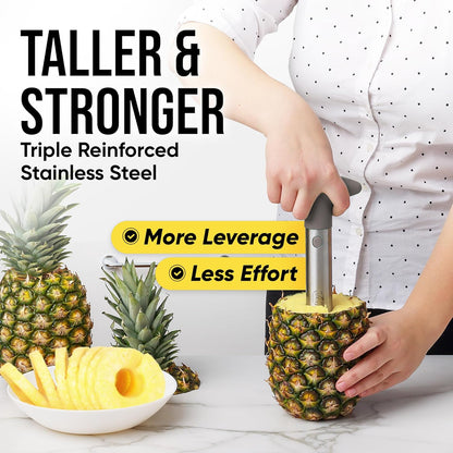 Zulay Kitchen Stainless Steel Pineapple Corer & Slicer – Heavy Duty Pineapple Cutter & Eye Removal Tool – Effortless Core Remover Tool with Sharp Reinforced Blade & Ergonomic Handle - Black
