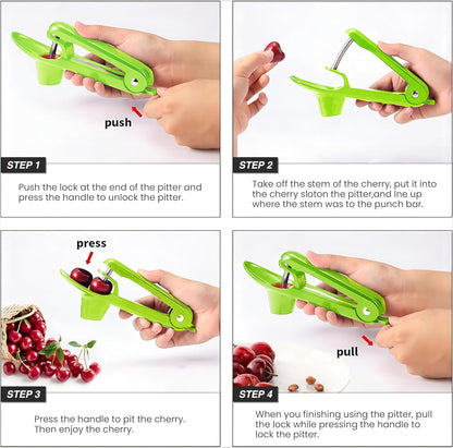 Cherry Pitter - Olive And Other Fruit Tools, Cherry Pitter With a Space-Saving Lock(BLACK)