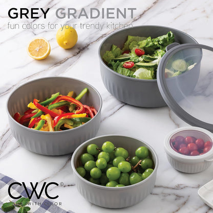 COOK WITH COLOR Prep Bowls with Lids- Wide and Deep Nesting Plastic Small Mixing Bowl Set with Lids, 8 Piece Set - Wide Bowls, Blue