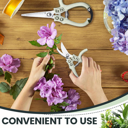 Plant Scissors with Lock 2 Pack, 6'' Bypass Hand Pruner & 6.7" Precision Garden Scissors Rust Resistant Hand Sprout Pruning Shears Gardening Tools for Herbs, Plants