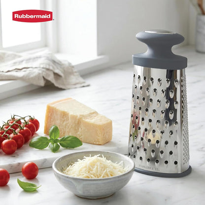 Rubbermaid Stainless Steel Cheese Grater - 9.5" Oval Handheld Box Grater with EZ Grip Handle - Multi-Surface Food & Cheese Shredder | Zester & Graters for Kitchen - Dishwasher Safe, Black