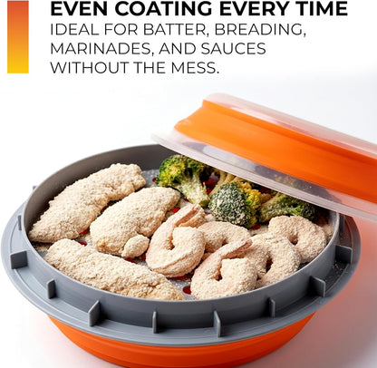 CanCooker Collapsible Plastic Batter Bowl | Mess-Free Breading Shaker Container & Mixer | Ideal for Fish Fry, Fried Chicken, Onion Rings, Wings & More