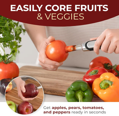 Orblue Premium Apple Corer Tool - Durable Stainless Steel Fruit Core Extractor Tool - Apple Corer Remover, Red