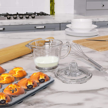 CuttleLab Glass 2-Cup Juicer (Clear) - Lemon and Lime Manual Squeezer, Citrus Reamer