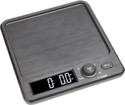 Taylor Waterproof Digital Kitchen Scale, 11 pounds, Black