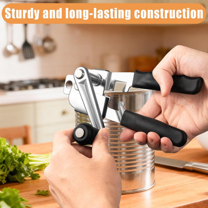 Manual Can Opener - Kitchen Heavy Duty Hand Can Opener with Easy Turn Smooth Edge Knob & Comfort Grip for Commercial & Home Use, Sharp Steel Cutting Wheel Multifunction Bottles Opener