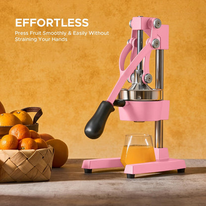 CO-Z Manual Citrus Juicer, Commercial Grade Cast Iron Orange Juicer, Professional Heavy Duty Juice Press with Removable Strainer, Manual Juice Extractor for Orange Lemon Pomegranate Citrus, Black