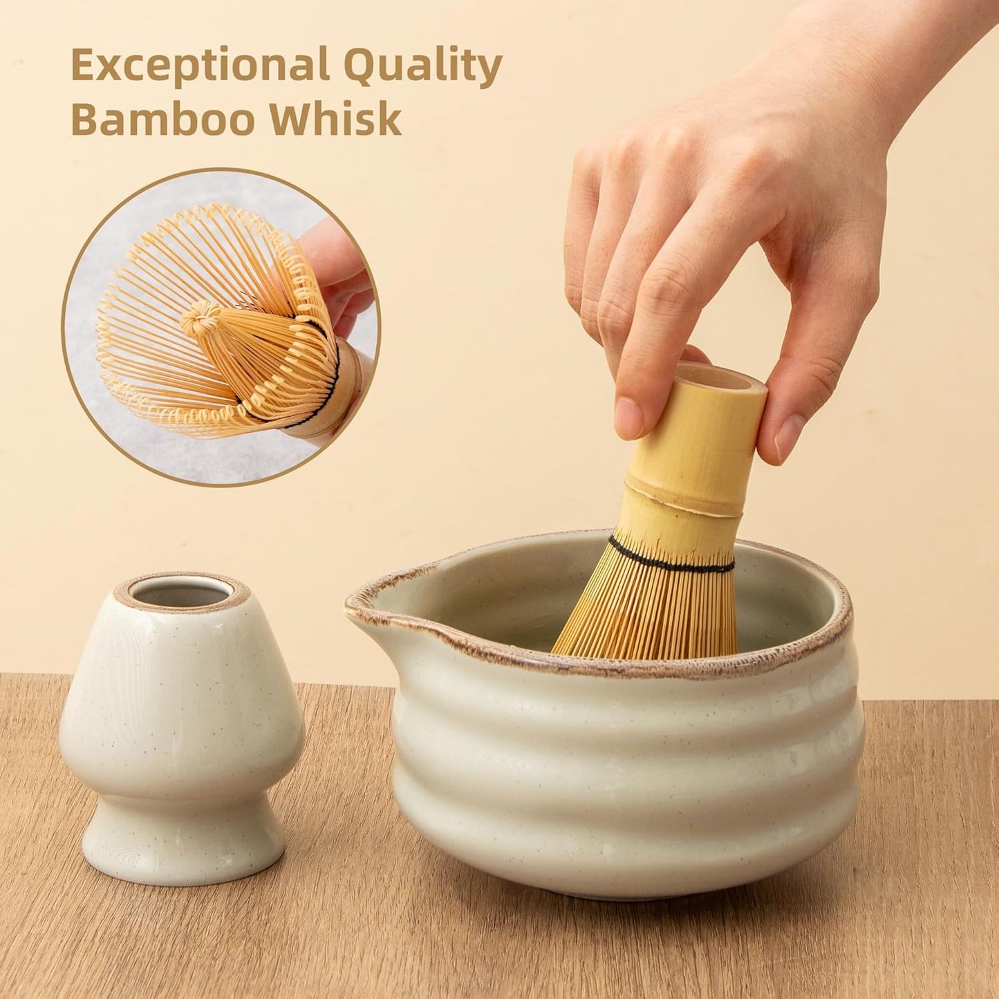 5pcs Premium Matcha Set,Ceramic Bowl with Spout and Bamboo Whisk set, Ceremonical Matcha Kit for breakfast/latte,Tea Starter Making Kit,Unique Matcha Gift set (pink love)