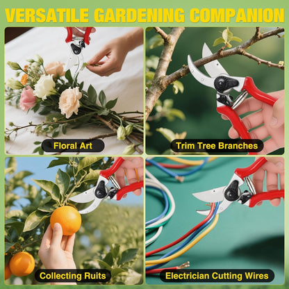 Yesker Pruning Shears Garden Shears 7.8" Professional Garden Scissors Sharp 65 Manganese Steel Blade Heavy Duty Clippers Hand Pruners for Cutting Fresh Flowers Branch Plant Trimming Gardening Tools