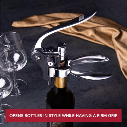 Vacu Vin Winged Corkscrew – Classic Two-Arm Wine Opener with Built-In Bottle Opener – Easy Cork Removal – Durable, Ergonomic Wine Bottle Opener – Ideal for Home, Kitchen & Bar Use