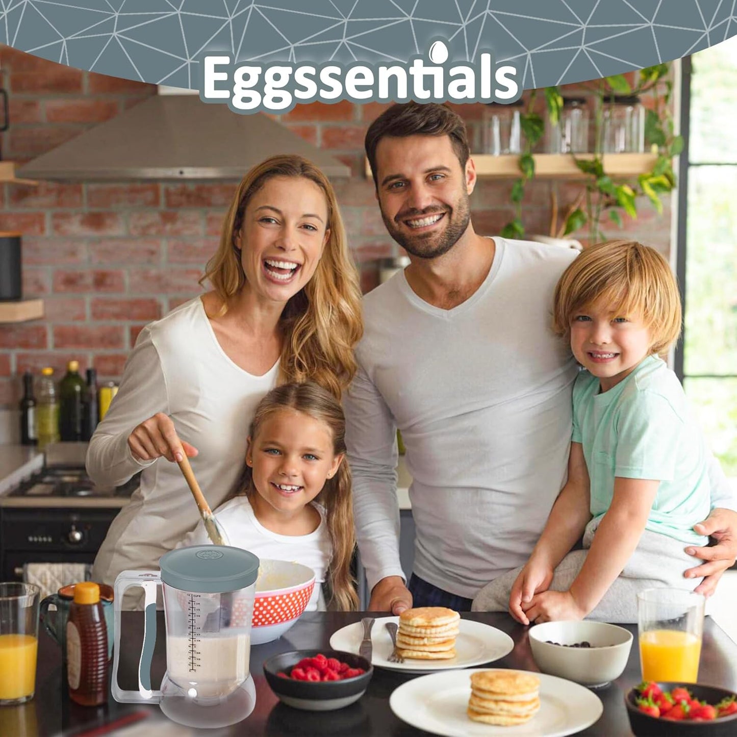 Eggssentials - Pancake Batter Dispenser with 5-Cup Capacity - Waffle Batter Dispenser for Pancakes, Cupcakes & Crepes, Easy-Squeeze Handle, Dishwasher Safe - Black Pancake Dispenser