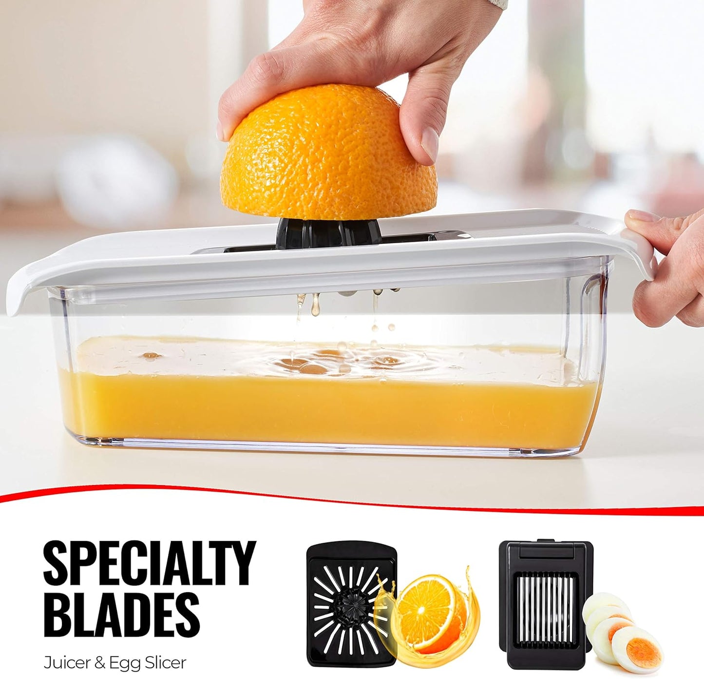 Fullstar Mandoline Slicer for Kitchen, Fruit Cutter, Cheese Grater, Cucumber Slicer, Veggie Spiralizer, Food Cutter & Kitchen Gadgets & Gifts with Safety Glove (6 in 1, White)