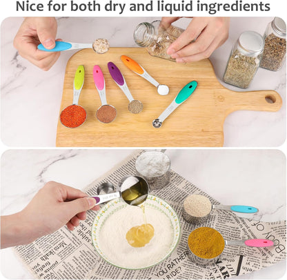 Accmor 11 Piece Stainless Steel Measuring Spoons Cups Set, Premium Stackable Tablespoons Measuring Set for Gift Dry Liquid Ingredients Cooking Baking
