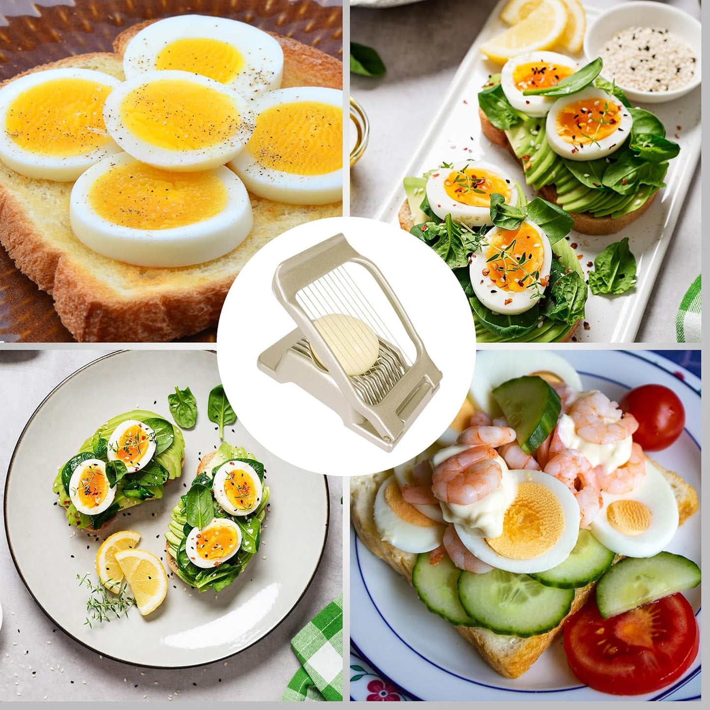 Egg Slicer for Hard Boiled Eggs Egg Cutter Strawberry Slicer Heavy Duty Aluminium Tomato Slicer Stainless Steel Wire Multipurpose Egg Slicer Dicer for Soft Fruit Mushroom Home Use