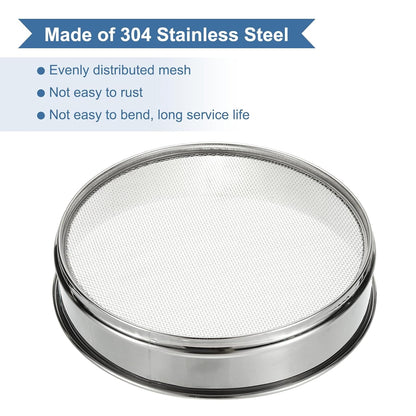 PATIKIL 10 Mesh(2mm) Lab Sieve, 11.8"(30cm) Diameter Sifting Screen 304 Stainless Steel Wire Cloth Fine Mesh Sieve for Industrial Laboratory Home Soil Sifter Dry Sift Screens Hash