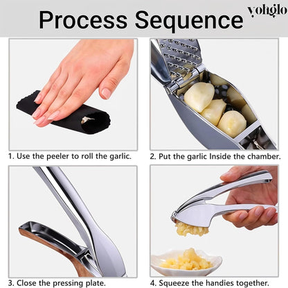 Garlic press includes cleaning brush and silicone peeler that is used for mincer/grater/smasher/crusher. Essential Kitchen Utensil for Effortless prep for home and kitchen must haves.