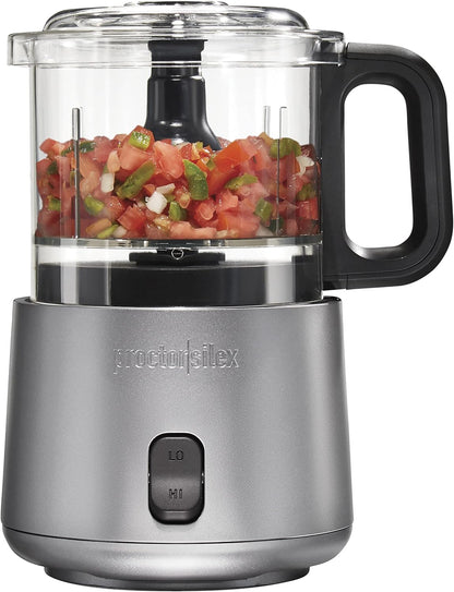 Proctor Silex Durable Electric Vegetable Chopper & Mini Food Processor for Chopping, Puree & Emulsify, 1.5 Cup, White