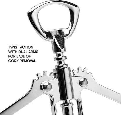 Cooking Light Premium Stainless Steel Wine, Professional and Portable Bottle Opener, All-in-One Winged Corkscrew, Black, Model:Wing Wine Opener