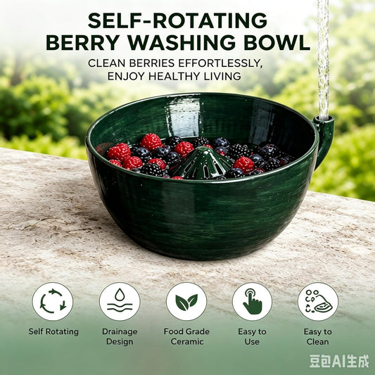 Self Spinning Berry Washing Bowl with Drain Holes, Swirling Berry Washing Bowl, Fruit Washer Bowl, Multipurpose Kitchen Washer for Berries, Fruits and Vegetables