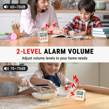 TempPro TM03 Digital Timer for Kids & Teachers, Kitchen Timers for Cooking with 2 Alarm Volume, Countdown Timer Stopwatch for Classroom Supplies, Exercise, Baking, Work, 2-Pack (Previously ThermoPro)