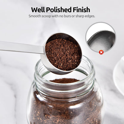 U-Taste Coffee Scoop 1 Tablespoon: 18/8 Stainless Steel Measuring Scooper for Ground Coffee, Bean, Powder, Espresso, 4.3in Long Handle Metal Measure Spoon for Canister, Jar (1Tbsp/15ml)