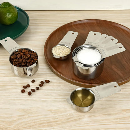 Measuring Cups and Spoons Set, Copper Measuring Cups and Spoons Set for Dry & Liquid, Metric&US 7 Stainless Steel MeasureR Cup&9 Spoon Leveler & Measure Enquivalents for Kitchen & Baking