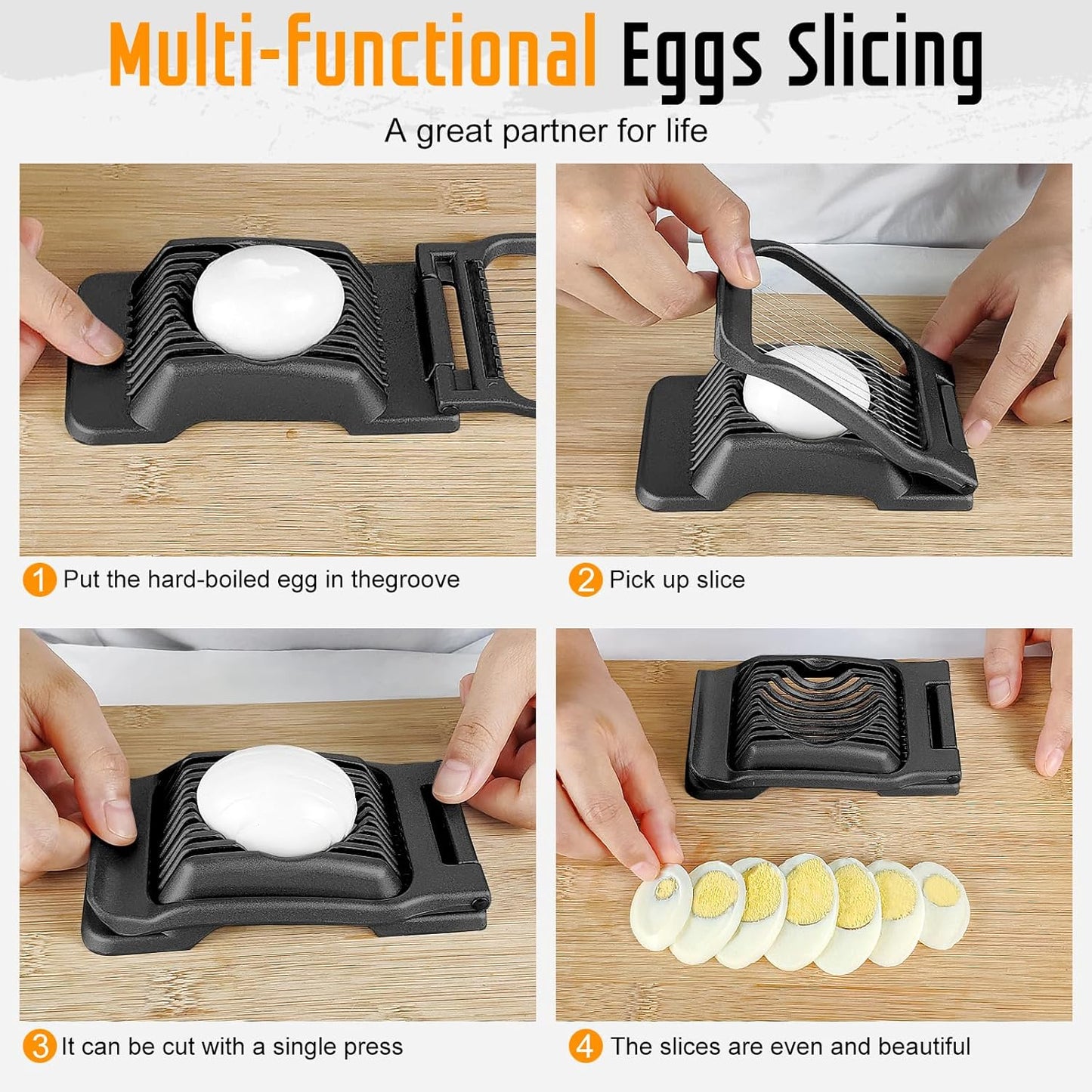 Egg Slicer for Hard Boiled Eggs, Stainless Steel Wire, Multipurpose Heavy Duty Aluminium Egg Cutter for Egg, Salads, Sandwiches, Strawberries, Mushrooms, Soft Cheese, Red
