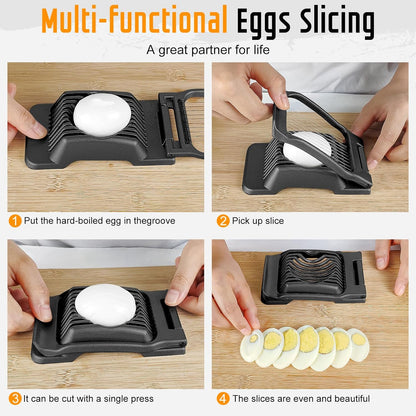 Egg Slicer for Hard Boiled Eggs, Stainless Steel Wire, Multipurpose Heavy Duty Aluminium Egg Cutter for Egg, Salads, Sandwiches, Strawberries, Mushrooms, Soft Cheese, Red