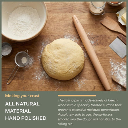 Muso Wood Wooden French Rolling Pin for Baking, Beech Wood Tapered Rolling Pin for Fondant Pie Crust Cookie Pastry(French 15.75-Inch)