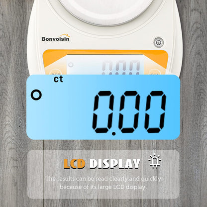 Bonvoisin Digital Lab Scale 600g x 0.01g Precision Electronic Scale LCD Display Analytical Balance Jewelry Scale Scientific Scale 0.01g Accuracy
