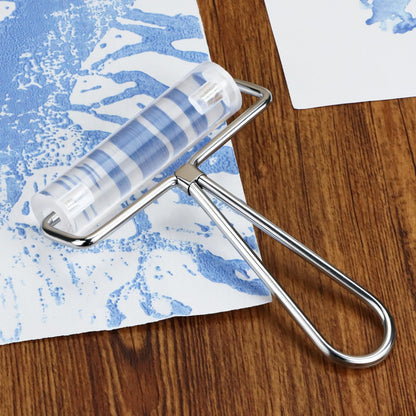 QWORK Clear Acrylic Roller 4 Inch, Transparent Rolling Pin for Anti Skid Tape Application Clay Sculpting and Stamping Tools Easy to Use Construction Tool
