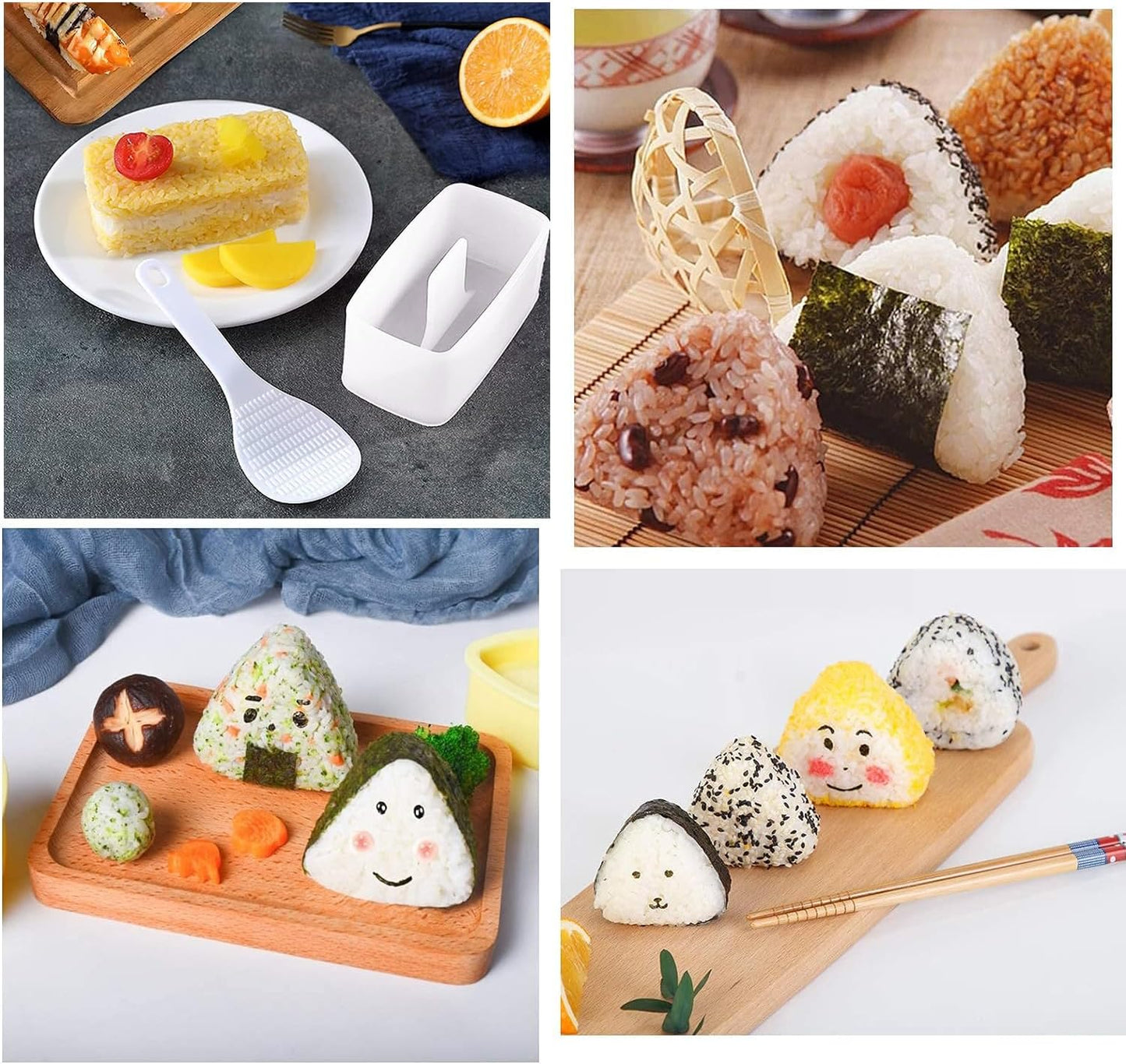 Spam Musubi Mold, 4 Pcs Musubi Maker Kit Spam Slicer Musubi Press Sushi Rice Onigiri Mold Set Egg Cutter for Luncheon Meat Hot Dog Cheese Strawberry Lunch Bento