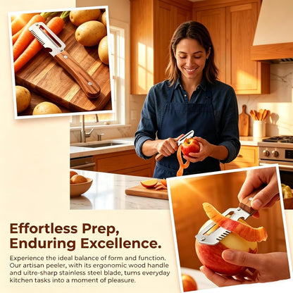 Multi-Functional Vegetable Peeler, 3 in 1 Multi Functional Wooden Handle Peeler and Bottle Opener,Kitchen Gadgets Tool，Grater & Bottle Opener for Potato, Carrot, Apple, Fruit & Vegetable (1pcs)