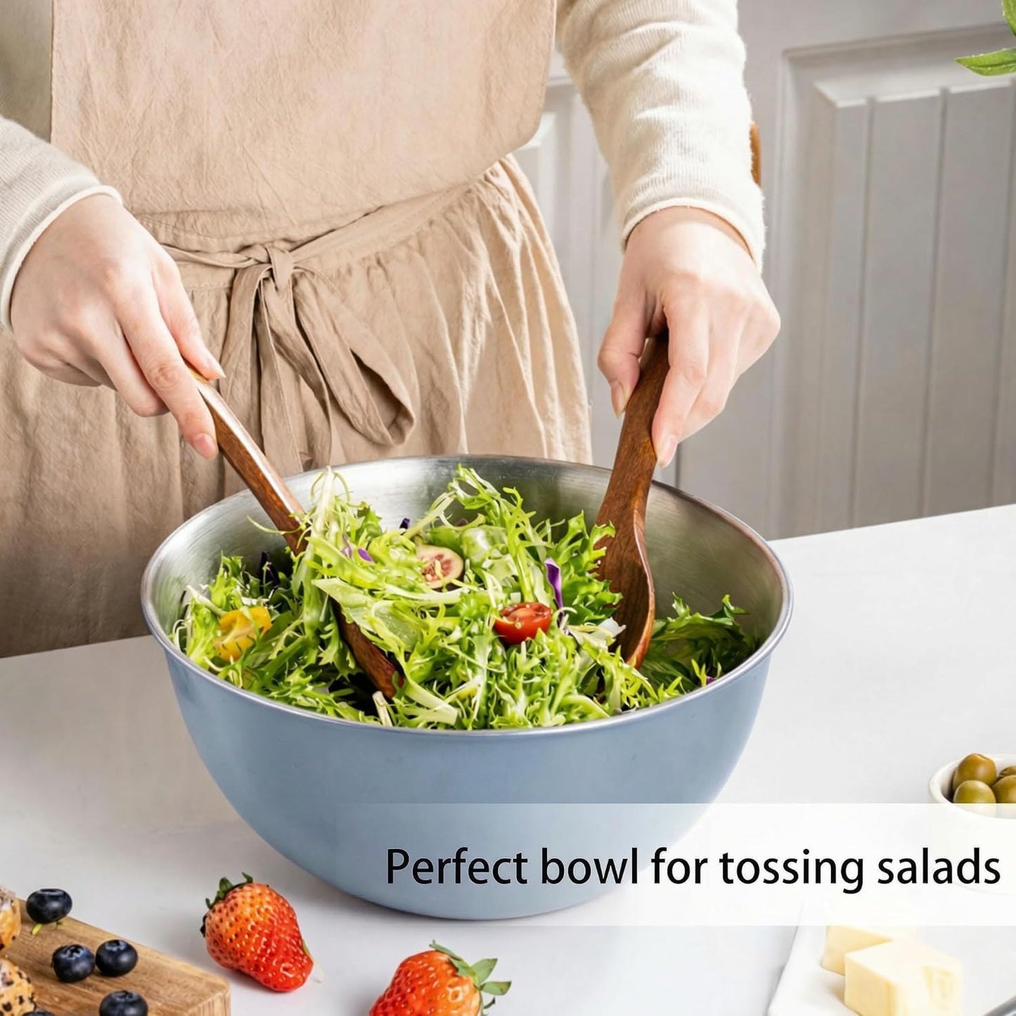 304 Stainless Steel Kitchen Colander Set, 3.5QT Colander with Handle and Bowl, 40 Mesh Fine Strainer, Fast Draining for Rice, Pasta, Fruits & Vegetables, Dishwasher Safe
