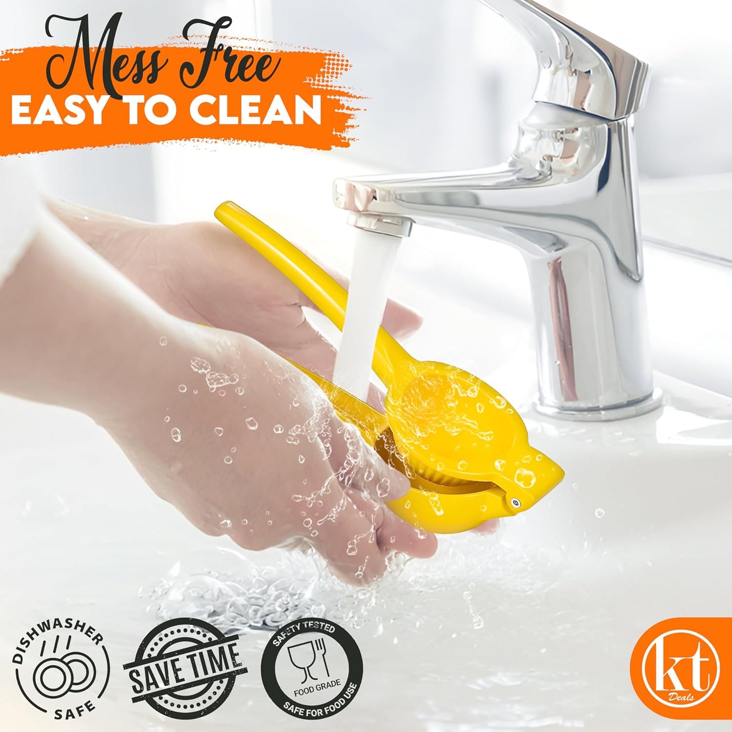 Metal Lemon Squeezer, Citrus Juicer, Manual Hand Press Lime Squeezer, Kitchen Lemon Juicer Tool Portable and Easy to Squeeze (Yellow)