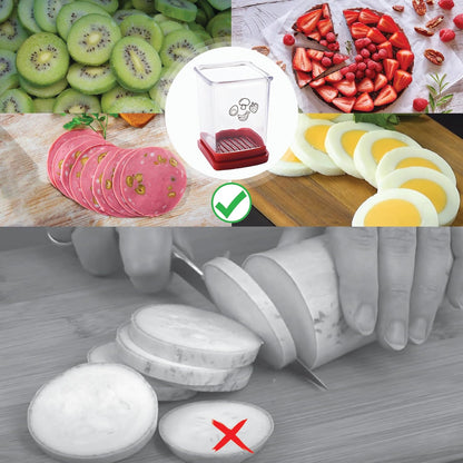Fruit Cutter and Chopper – Cup Slicer for Strawberry, Grape, Banana, Mushroom, Kitchen Gadget for Fruits and Vegetables, Compact Slicing Tool (Black-2pcs)