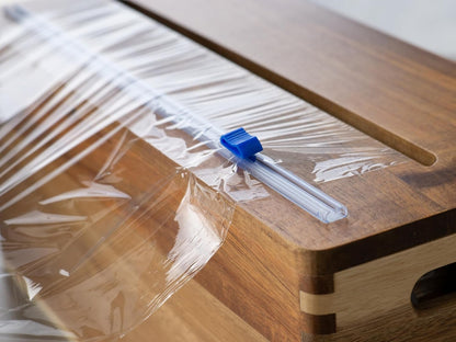12" Acacia Wrap Dispenser with Slide Cutter – Plastic Wrap, Foil & Butcher Paper Holder for Kirkland, Reynolds, Saran & Sam’s Club Rolls – Countertop or Commercial Use