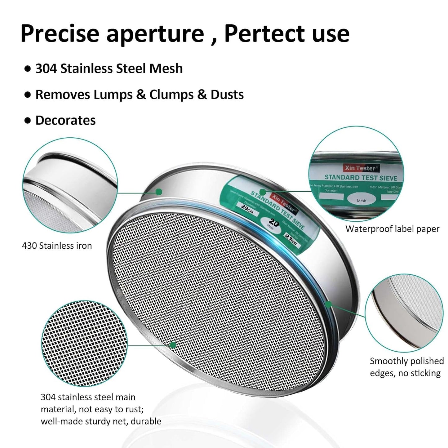 Xin Tester 325 mesh Standard Mesh Lab Sieves Laboratory Sample Test Analysis Sieve Dia 7.88 Inches