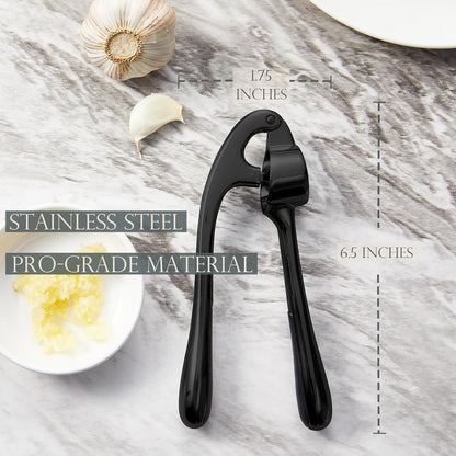 Kitessensu High Effective Garlic Press With Studs, Heavy Duty Garlic Mincer, Easy to Squeeze and Clean, Rust Proof, Ginger Crusher- Imperial Silver