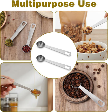 1 Teaspoon Measuring Spoon, 2Pcs Teaspoon Measuring Spoon, Short Handle Stainless Steel Kitchen Tools for Precise Cooking Baking Spices, Easy Pouring Rust Resistant (5ml, Silver)