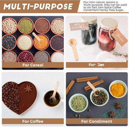 Patelai 30 Pieces Mini Wooden Spoons Bulk 3 Inch Small Condiments Tiny Jars Spoons for Coffee Condiment Honey Teas Sugar Kitchen Cooking Bath Salt (Cute Style)