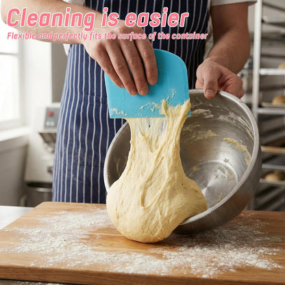 5 PCS Plastic Bench Scraper for Bread, Food-Safe PE Flexible Bowl Scrapers for Bread Dough, Multipurpose Plastic Bowl Scraper for Bread Cake Dough Fondant Icing